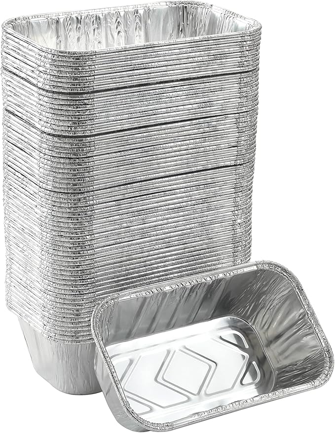 100 Pack 1Lb mini Loaf Pans Heavy Duty Disposable Aluminum Foil Bread Tins Standard Size 6" X 3.5" X 2.5" Oven Safe Sturdy Small Bread Tin Pans 1 Pound Loaf Pans