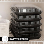 25 Pack Catering Trays with Lids – 17" Serving Tray with Lid, Heavy Duty Recyclable Plastic Party Platters for Catering, Buffet, Picnics & Events – Food Tray with Clear Lid (17.72 x 12.20 x 2.95 inch)