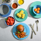 Gibson Home Brist Melamine Plastic Dinnerware Set, Service for Four (12pcs), Blue