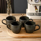 Coffee Mugs Set of 4, Stoneware 18 oz Coffee Mugs for Cappuccino Latte Cocoa and Tea, Ceramic Coffee Cups with Handle,Black Mugs for Housewarming Gifts, Microwave and Dishwasher Safe