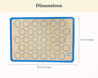 Macaron Silicone Baking Mats Set of 2, Half Sheet Nonstick Reusable Baking Sheet Liners for Macarons, Cookies and Pastry, Blue