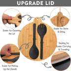 ShineMe Salad Bowl with Lid, 125oz Black Large Salad Mixing Bowl Set with Utensils, Bamboo Fiber Airtight Kitchen Bowl for Storing, & Mixing & Serving & Travelling Indoor & Outdoor