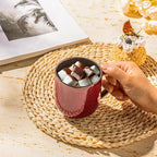 LERATIO 12OZ Ceramic Coffee Mugs Set of 6, Large Porcelain Coffee Cups With Large Handle For Latte,Cappuccino,Milk,Cocoa,|Dishwasher&Microwave Safe Mug Sets,Ideal for Man,Woman,Dad, Mom-Red