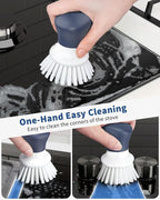 ROSEOK Dish Scrub Brush,Self-Standing Palm Brush with Ergonomic Grip for Cleaning Dishes,Non-Stick Pans and Sinks,Navy Blue,2 Pack