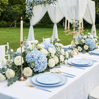 DaYammi 150Pcs Blue Plastic Plates with Gold Rim,Disposable Blue Party Plates Include 30 Dinner Plate,30 Salad Plate,30 Forks,30 Knives,30 Spoons,Fancy Disposable Platos for Party,Wedding,Baby Shower