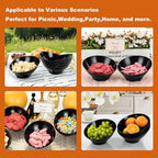 Goodluck 12 Pack Black Plastic Serving Bowls for Party - 20 OZ Angled Disposable Serving Bowls for Wedding Party Chip, Candy, Salad & Fruit