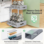 Under Sink Organizer, 1-Pack Pull Out Cabinet Organizer 2 Tier Metal Slide Out Storage Shelf Rack, L-Shaped Adjustable Height,Mesh Sliding Drawer for Kitchen, Bathroom, Laundry, Pantry, Grey, XL