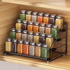 Spice Rack Organizer for Cabinet, 4 Tiered Spice Rack Organizer, Tiered Adjustable Spice Shelf for Kitchen Countertop Organization, Bright Black