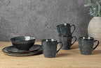 famiware Coffee Mugs Set of 4, Ocean Round 11.5oz Coffee Cup Set with Handle for Cocoa, Milk, Hot Chocolate, Tea or Water, Stoneware Cups for Kitchen, Microwave Dishwasher Safe, Deep Forest