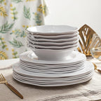LEHAHA Basic White Melamine Dinnerware Sets, 18 Piece melamine dishes set, Service for 6, Plates and Bowls Sets Great for Indoor and Outdoor Use, Dishwasher safe…