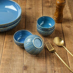 Sureasy Mini Ceramic Dipping Bowls – 4 oz, 3.5 Inch Small Bowls for Sauces & Side Dishes, Microwave & Dishwasher Safe, Set of 4, Blue