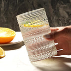 Moretoes Hobnail Drinking Glasses Set of 12,12 Oz Highball Glasses Clear Embossed Boho Water Glass Cups Kitchen Bar Tumbler Glassware Set for Whiskey, Beer, Juice, Milk and Various Mixed Drinks