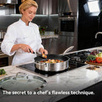 LOLYKITCH 6 QT Hybrid Tri-Ply Stainless Steel Non-Stick Sauté Pan with Lid,12 Inch Deep Frying Pan,Large Skillet,Jumbo Cooker,Induction Pan, Oven Safe and Detachable Handle.
