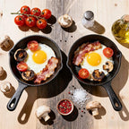 4 Inch Mini Cast Iron Skillet Set with Silicone Mitt, Small Frying Pan with Handle, Pre Seasoned Mini Skillets for Camping, Kitchen Cooking, Indoor and Outdoor (Black)