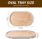 HPC Decor 15in Oval Tray for Home Decor - Brown Wood Beaded Tray - Decorative Serving Tray,Rustic Farmhouse Wooden Trays for Vintage Centerpiece,Kitchen Counter,Living Room Decor,Coffee Table Decor.