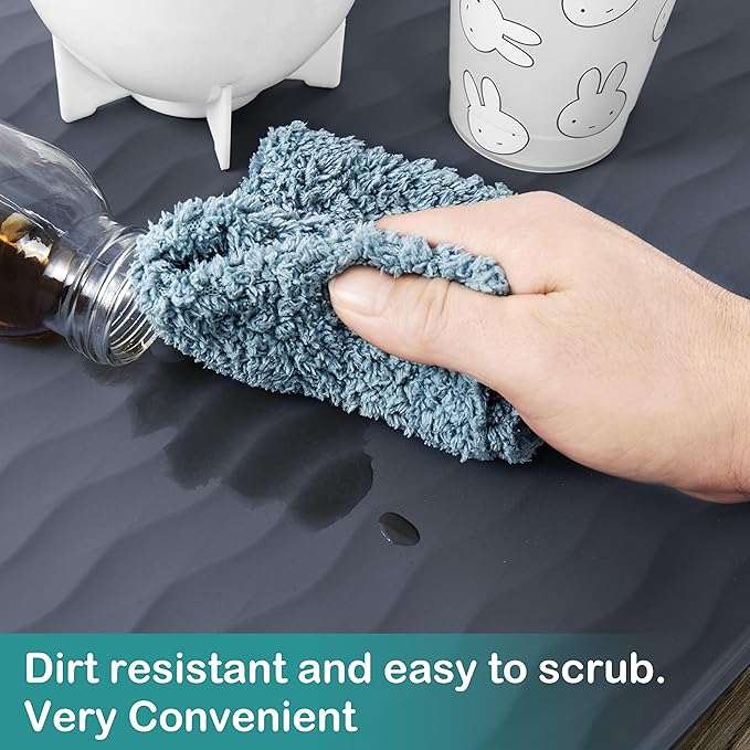 URMONA Waterproof Silicone Under Sink Mat 37'' x 22'' Shelf Liner for Kitchen and Bathroom, Cabinet and Counter Protector, Storage and Organizers, Litter Mat, Pet Cat Puppy Essentials(Navy)