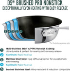 All-Clad D5 8 Inch Brushed Stainless Steel Pro Non Stick Frying pan, 5-Ply Stainless Steel Pan, Induction, Oven Broiler Safe 500F Skillet, Professional Cookware, Silver