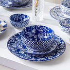 Ceramic Dessert Bowls Set - 11 Oz Small Ice Cream Bowl for kitchen - 4.7 Inch Porcelain Cereal Bowl for Fruits, Salad, Side Dishes, Ramen - Microwave Dishwasher Safe - Set of 6 - Vintage Blue
