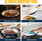 GOTHAM STEEL 12 Inch Non Stick Frying Pans Nonstick Skillet, Ceramic Pan for Cooking Non Toxic, Nonstick Frying Pan Skillets with Stay Cool Handle, Fry Pans, Oven and Dishwasher Safe - Navy