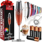 Zulay Kitchen Powerful Milk Frother Wand With 4 AA Duracell Batteries - Ultra Fast Handheld Drink Mixer - Electric Whisk Foam Maker for Coffee, Lattes, Cappuccino, Matcha & Creamer