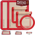 Sopito 5PCS Non Stick Platinum Silicone Baking Mat for Half Sheet & Quarter Baking Sheet and 9'' Pizza Pan, Reusable & Food Safe Heat Proof Up to 480℉ Cooking Mat, Red
