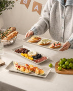 LAUCHUH 3 Tier Serving Trays for Party, 14 inch Porcelain Tiered Tray Stand Serving Platter with Collapsible Sturdier Rack Serving Dishes for Mother's Day Entertaining, Speckled Glaze