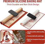 Silicone Baking Pastry Dough Mat - Non Slip Rolling Mat with Measurement Guides, Thick Reusable Kneading Board for Bread, Pizza, Cookies, Fondant, Nonstick Baking Sheet for Kitchen Counter, 20x28inch
