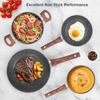 Granite Pots and Pans Set Non Stick, 11 Piece Die-Cast Induction Cookware Set, Nonstick Kitchen Cooking Set w/Frying Pans & Saucepans, PFOA Free