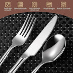 20 Pieces Bamboo Flatware Set Silverware Set Service for 4 Stainless Steel Fine Vintage Flatware Cutlery Set with Bamboo Design Handle Forged Restaurant Hotel Party Wedding Housewarming Gift Polished