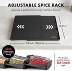 Spice Drawer Organizer - Expandable Spice Rack for Drawer, Black Seasoning Organizer for Drawer Spice Organizer, Spice Organization Seasoning rack insert for Cabinet (Jars Not Included)