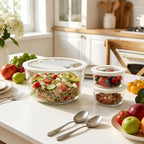Urban Green Glass Food Container Set with Glass Lid, 3 Pack, Meal Prep Containers with Silicone Airtight Lid, 1 Large Glass Salad Bowl, 2 small dressing containers,Leakproof, 100% Plastic Free