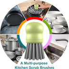 Mini Dish Brush for Cleaning Chicken Shredder, Palm Brush Dish Scrubber with Ergonomic Grip, Kitchen Brush for Washing Dishes, Pans, Pots, Sink (2, Matcha)
