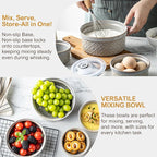 Ceramic Mixing Bowls with Lids Set of 4, Embossed Nesting Storage Bowls for Cooking, Serving, Salad, Popcorn etc, Microwave and Dishwasher Safe, Baking Dishes 12/16/28/40 oz (Gray)