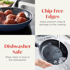 Deco 11” Nonstick Frying Pan Skillet, Made in Italy, Diamond Ceramic PFAS-Free, Dishwasher & Metal Utensil Safe, Durable Gloss Enamel Finish, Stay-Cool Handle, High Walls-Extra Room, Blue