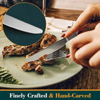 Silverware Set, 30 Pieces Vintage Carved Flatware Set for 6, Stainless Steel Cutlery Set with Knife/Fork/Spoon,Utensil Set for Home and Kitchen, Dishwasher Safe