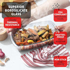 EATEX Glass Bread Pans for Homemade Bread Baking, 1.9 Quart Deep Rectangular Glass Food Storage Containers with Lids BPA Free Microwave Oven & Freezer Safe - 6 Bread Loaf Pans 6 Airtight Lids Black