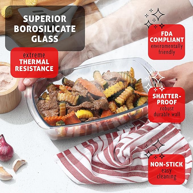 EATEX Glass Bread Pans for Homemade Bread Baking, 1.9 Quart Deep Rectangular Glass Food Storage Containers with Lids, 3 Bread Loaf Pans 3 Airtight Lids Black Microwave Oven & Freezer Safe