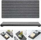 Razborci 2PCS Diatomite Water Absorbing Stone Drying Tray Mat for Bathroom & Kitchen Counter, Instant Dry Drink Bar Coaster, Vanity Sink Caddy Organizer, Dish Soap Sponge Holder, Dark Gray, 8"x3.8"