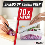Mueller Pro-Series 10-in-1, 8 Blade Vegetable Chopper, Onion Mincer, Cutter, Dicer, Egg Slicer with Container, French Fry Cutter Potato Slicer, Home Essentials, Salad Chopper White Sand/Green