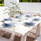 AELS Melamine Dinnerware Set of 18 Pcs, Dinner Dishes Set for Indoor and Outdoor Use, Melamine Plates and Bowls Set for 6, Dishwasher Safe, Lightweight Unbreakable, BPA Free, Soft Blue