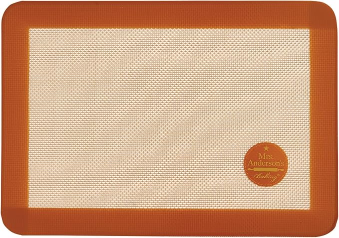 Mrs. Anderson's Baking Non-Stick Silicone Baking Mat - Reusable Oven Liner & Pastry Mat - For Breads, Cookies, Roasting & More - Baker’s Essentials - Heat-Resistant to 480°F - Quarter-Size Baking Mat