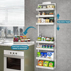 bukfen Over the Door Pantry Organizer, 8-Tier Adjustable Basket Kitchen Pantry Door Organization and Storage, Heavy-Duty Metal Hanging Kitchen Spice Rack, D6.3 x W17.32 x H66.93 inch, 1 Pack
