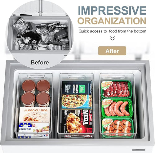 8 PACK Freezer Organizer Bins Fridge Organizer Storage Stackable Deep Freezer Storage Bins with Side Handles Refrigerator Organizers and Storage Home Organization Must Haves