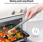 U-Taste 12in Long Kitchen Cooking Tweezer: 18/8 Stainless Steel Food-Grade Metal Food Tong, Flexible Pinching, Seamless-Welding, Sturdy and Non-Slip for Serving, Grilling, Frying, Baking (Round Tip)