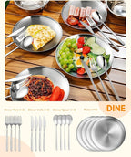 Portable Camping Cooking Utensils Set, Camp Kitchen Set with Organizer Bag, RV Essentials Outdoor Cooking Utensil Kit for Travel, Picnics, Camping, BBQs, Parties