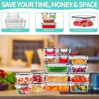 Skroam 72 piece Food Storage Containers Set with Airtight Lids (36 Containers & 36 Lids), Plastic Leak-Proof Kitchen Storage Containers for Pantry Organizers and storage - Meal Prep, Lunch Containers