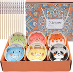 6 PCS Ceramic Rice Bowls, Cute Cartoon Small Dessert Bowl, Cereal Bowls Serving Bowl Gift Set, for Oatmeal, Ice Cream, Salads, Soups