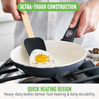 GreenLife Soft Grip 8” Frypan Skillet and Spatula Breakfast Cookware Set, PFAS-Free Ceramic Nonstick, Silicon Spatula with Bamboo Handle, Egg Omelette Bacon, Dishwasher Safe, Stay-Cool Handles, Black