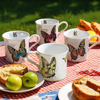 Ceramic Coffee Mugs Set of 4, 12 Oz Butterfly Pattern, Microwave and Dishwasher Safe, Comfortable Handles, Gifts for Women and Men, for Coffee, Tea, Latte, Cappuccino