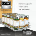 LYNK PROFESSIONAL® Pull Out Spice Rack Organizer for Inside Kitchen Cabinets - 6-3/8 inch Wide - Slide Out Drawer – Chrome Sliding Spice Organization for cabinet - Spice Racks - 1 Tier